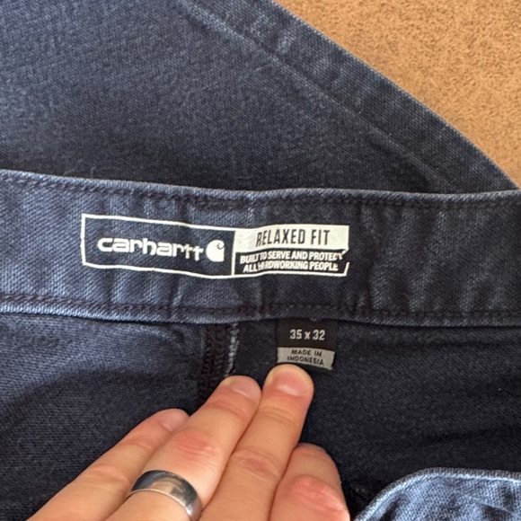 CARHARTT Navy Cargo Pants | Rugged Flex Duck Utility | 35/32 - Picture 10 of 11